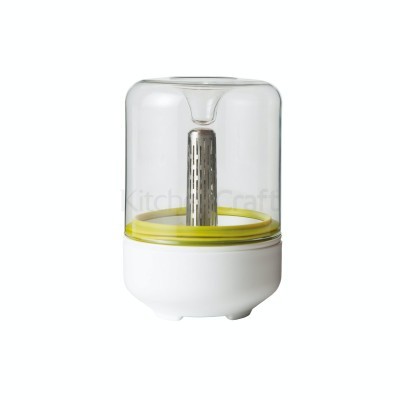 Depurador de água branco com tampa transparente e detalhe amarelo