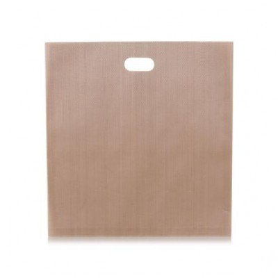 Saco reutilizável bege claro com alça recortada ovalada