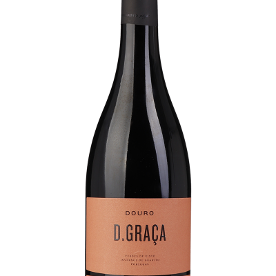Garrafa de vinho tinto D. Graça com rótulo terracota