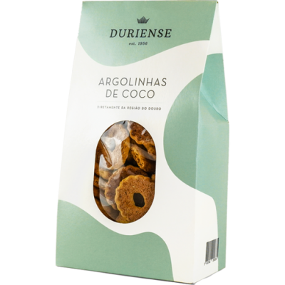 Pacote de biscoitos Argolinhas de Coco Duriense com janela transparente