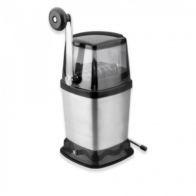 Moinho manual de café ou especiarias em metal inoxidável com tampa preta transparente
