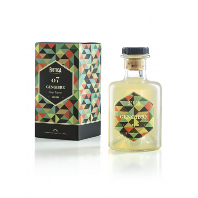 Garrafas de licor Botica 07 Gengibre com padrão geométrico colorido