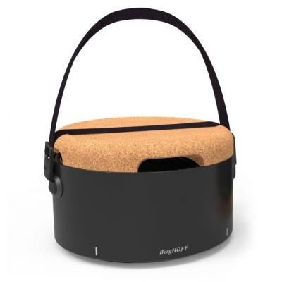 Caixa para vinho preta com tampa em cortiça e alça preta