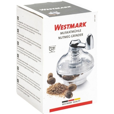 Embalagem de moedor de noz-moscada Westmark com imagem do produto.