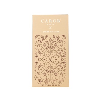 Embalagem bege de barra de chocolate Carob Milk Bar com padrão floral