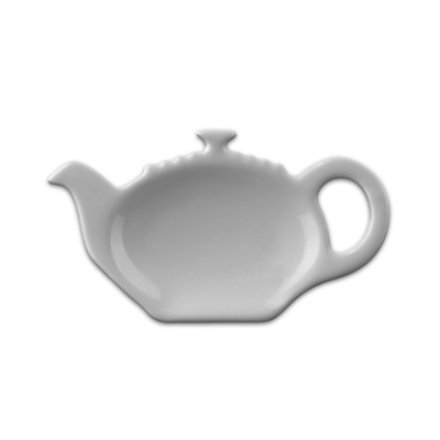 Chaleira de porcelana branca com decoração texturada