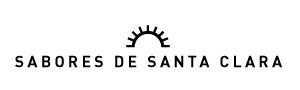 Logotipo de Sabores de Santa Clara com desenho de sol e texto em preto