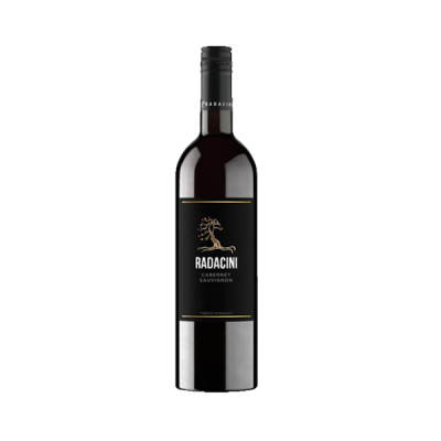 Garrafão de vinho tinto Radacini Cabernet Sauvignon com rótulo preto e dourado