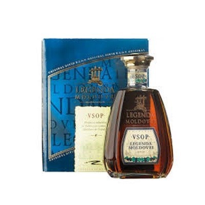 Garrafa de bebida Legenda Moldovei VSOP com caixa azul