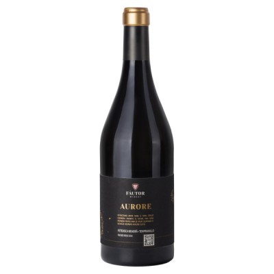 Garrafa de vinho tinto Pautor Aurore com rótulo preto e rolha dourada