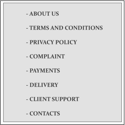 Quadro cinzento com lista de texto em inglês a preto.