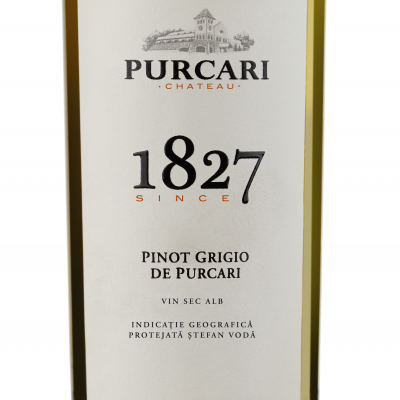 Rótulo de garrafa de vinho branco Purcari Pinot Grigio