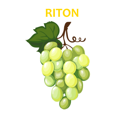 Cacho de uvas verdes com texto RITON