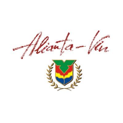 Logotipo com texto 'Aliança - Vín' e um brasão colorido