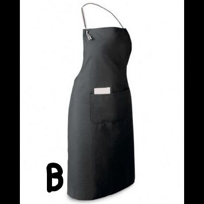 Avental preto com bolso frontal e alça para o pescoço