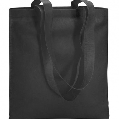 Sacola preta de tecido com duas alças largas, fundo branco