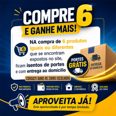 Promoção COMPRE 6 E GANHE MAIS! com oferta de produtos e entrega grátis