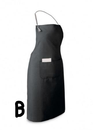 Avental preto com bolso frontal e alça para o pescoço