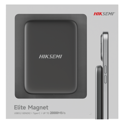 Disco rígido externo portátil Elite Magnet da HIKSEMI com conexão USB3.2 e velocidade até 2000MB/s