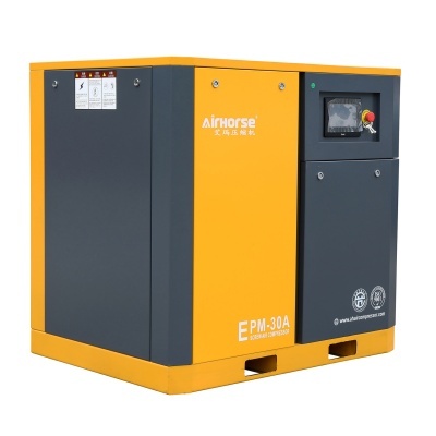 Compressores de ar de parafuso Airhorse modelo EPM-30A amarelo e cinza