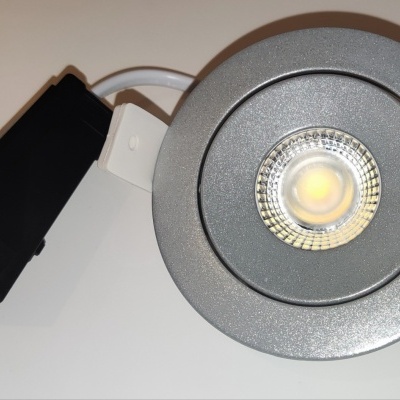 Spot LED de embutir circular cinzento com lâmpada central