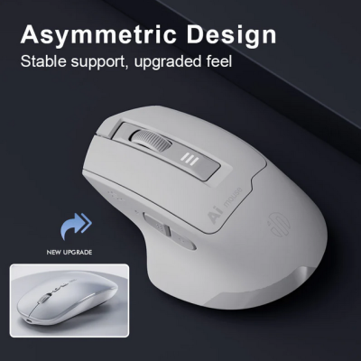 Rato de computador branco com design assimétrico e botões laterais