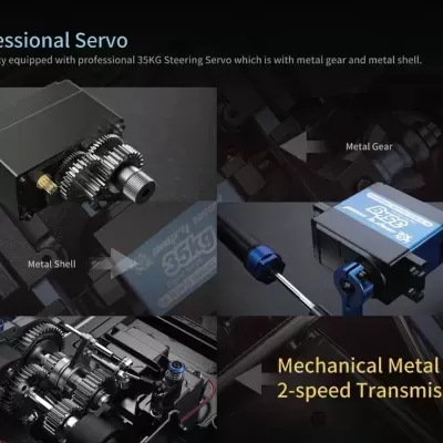 Componentes de um servo profissional 35KG com engrenagens e carcaça metálica