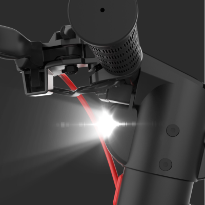 Suporte e manípulo preto com luz LED branca brilhante e cabo vermelho