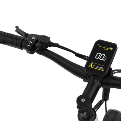 Guiador preto de bicicleta elétrica com ecrã digital