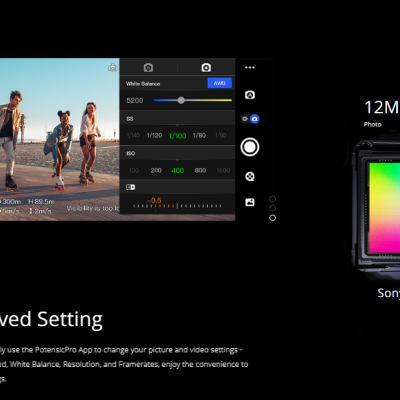 Interface de configuração de câmara fotográfica e imagem do sensor Sony CMOS