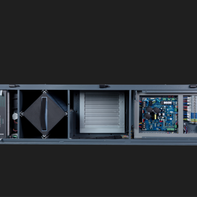 Unidade tecnológica de ventilação com filtro e componentes eletrónicos