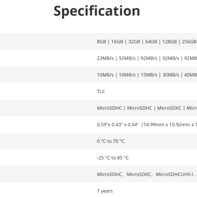 Especificação técnica de cartões de memória MicroSD detalhada