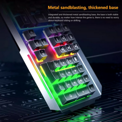 Teclado com base metálica espessa e teclas iluminadas RGB