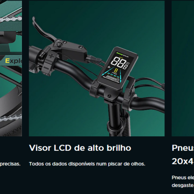 Detalhes de bicicleta elétrica com engrenagem Shimano, visor LCD e pneus grossos Chao Yang