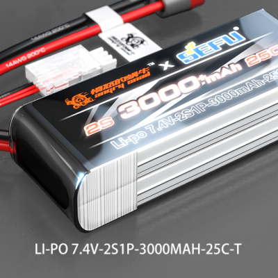 Bateria Li-Po 3000mAh com cabos vermelhos e pretos