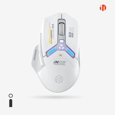 Rato de computador branco moderno com luzes LED azuis