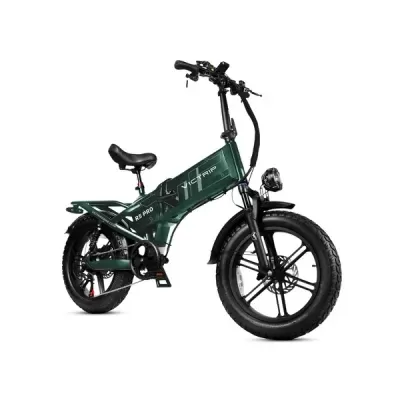 Bicicleta elétrica Victrix RS Pro verde escuro com pneus grossos e assento preto