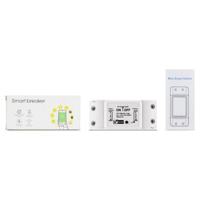 Smart breaker Wi-Fi smart switch branco com embalagens brancas