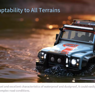 Veículo todo-o-terreno de brinquedo a passar por água