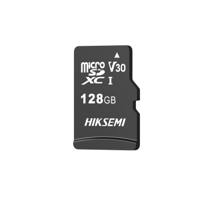 Cartão microSD preto com capacidade 128GB e marca HIKSEMI