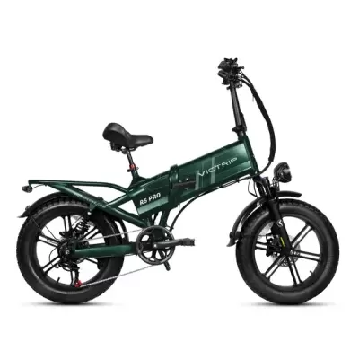 Bicicleta elétrica dobrável Victrip R5 Pro verde escura com pneus grossos