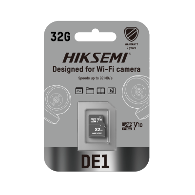 Cartão microSD HIKSEMI DE1 32GB para câmeras Wi-Fi, embalagem cinza