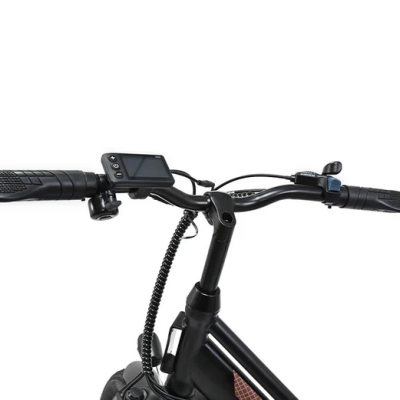Guiador de bicicleta elétrica preto com ecrã digital e punhos antiderrapantes