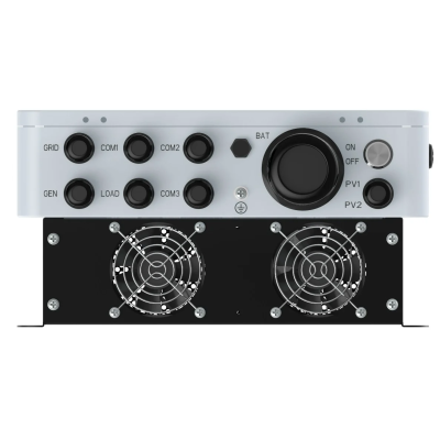 Dispositivo eletrônico metálico com botões, chaves e ventoinhas