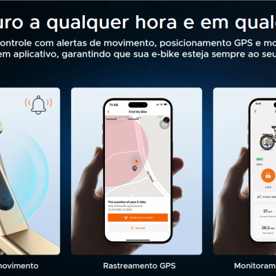 Imagem sobre segurança e monitorização de e-bikes com app e detetive de movimento