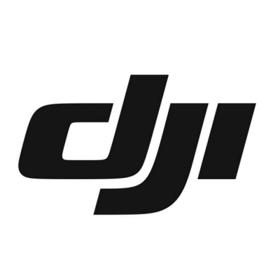 Logótipo preto com as letras dji em fundo branco