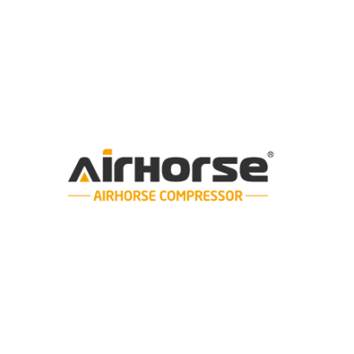 Logótipo Airhorse Compressor em preto e amarelo