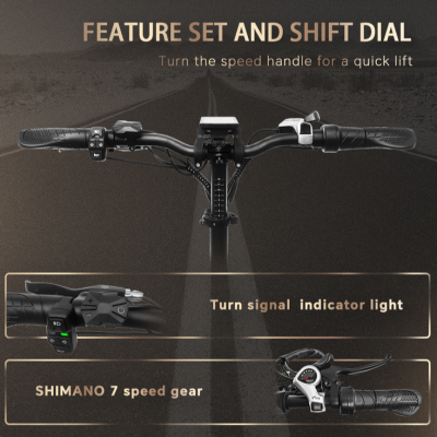 Guiador de bicicleta com manípulos de mudança e indicador de luz