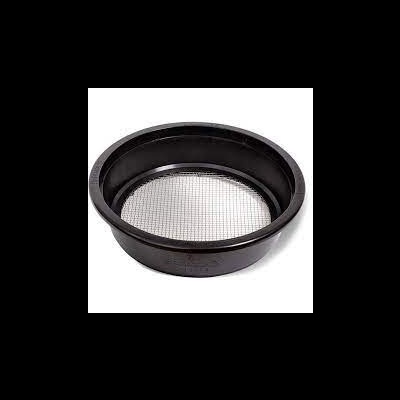 Peneira redonda preta com malha metálica