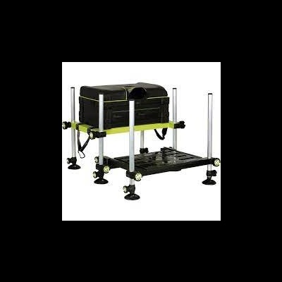 Suporte de pesca com mala preta e pernas ajustáveis